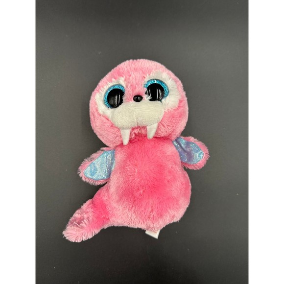 Ty Beanie Boos TUSK the Pink WALRUS 6" Beanbag Plush Toy w/ Glitter Eyes - Picture 2 of 4